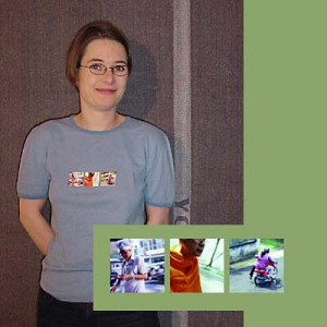 Asien-Shirt, 2nd-hand Trödel, Variante: Kurzarm, hellblau